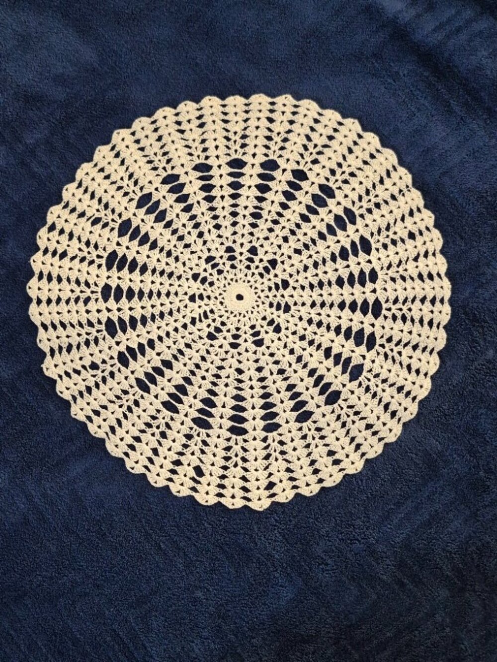 Handmade White Doily 13 in. (1980's)